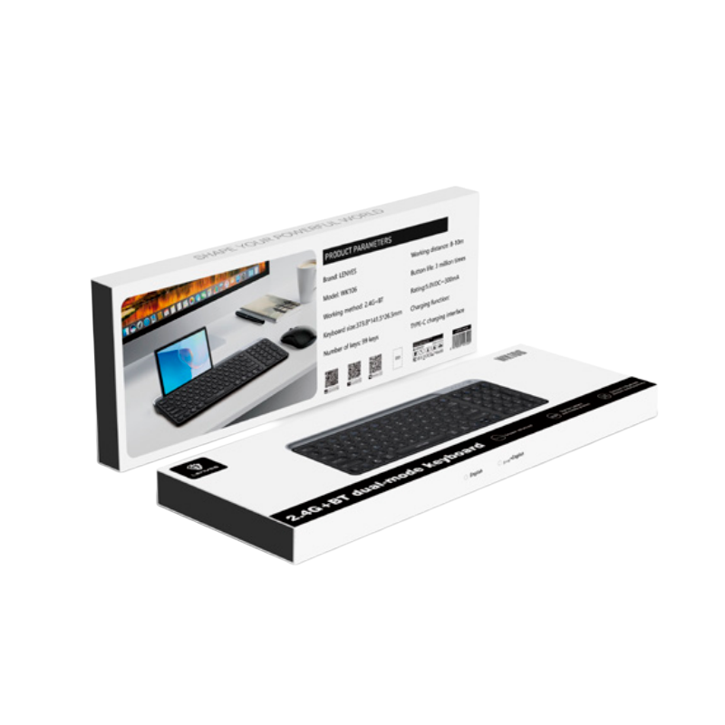 Teclado Dual Inalámbrico + Bluetooth Lenyes Wk106 Negro – imagen 3