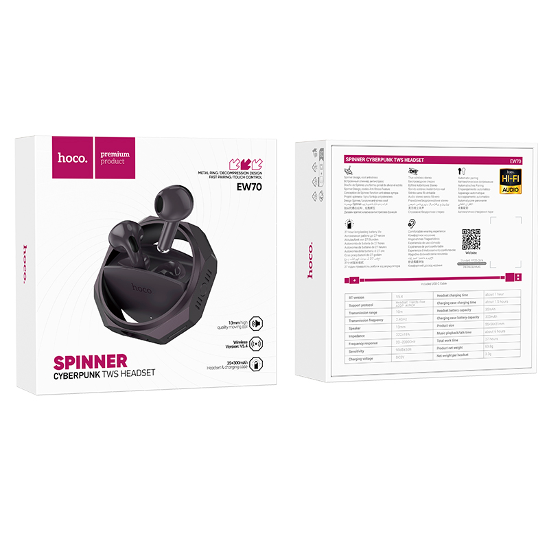 Audífonos In Ear Bluetooth Hoco Ew70 Negro – imagen 3