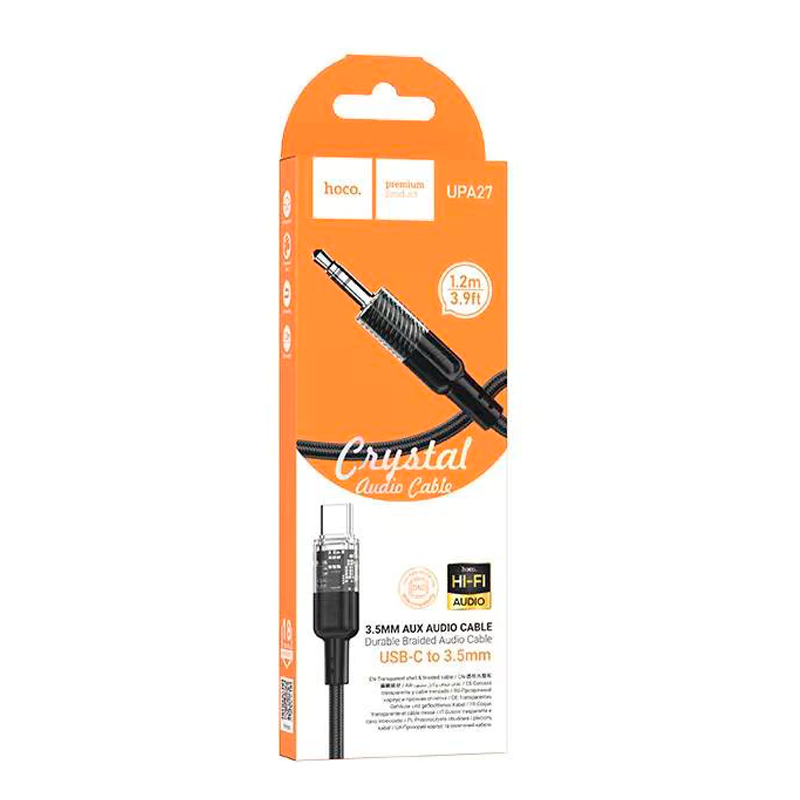 Cable Auxiliar a Tipo C Hoco Upa27 Spirit Negro – imagen 3