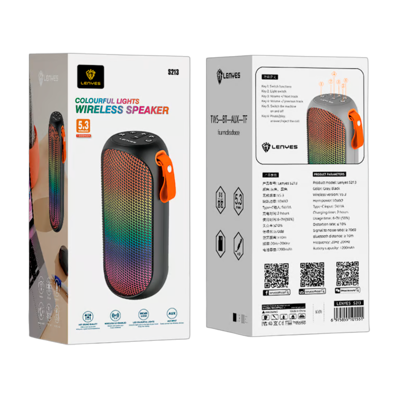 Parlante Bluetooth Lenyes S213 Colorfull Lights 10w Negro – imagen 3