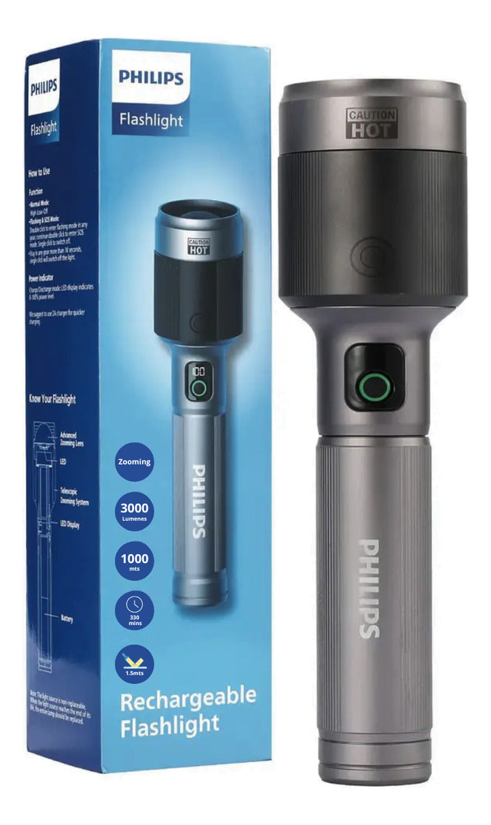 Linterna Recargable Philips 60w Tipo C 3000lm SFL5102/56 Gris – imagen 4