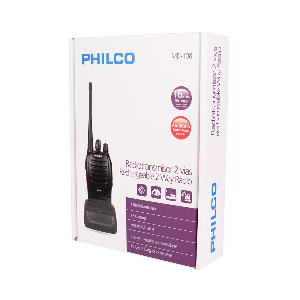 Radio Transmisor Walkie Talkie Radiotransmisor 16km Philco Md-108 Negro – imagen 2
