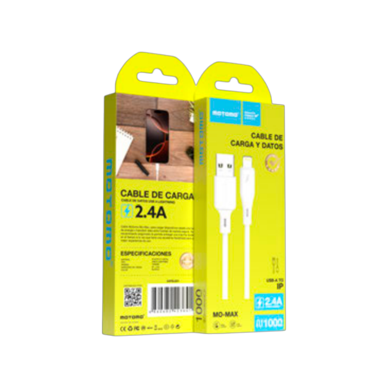 Cable Usb Para Lightning 2.4a 1 Metro Motomo Blanco – imagen 3