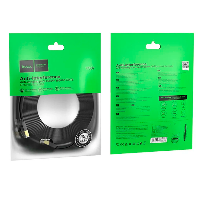 Cable De Red Rj45 Cat 6 Hoco Us07 3 Metro Negro – imagen 3