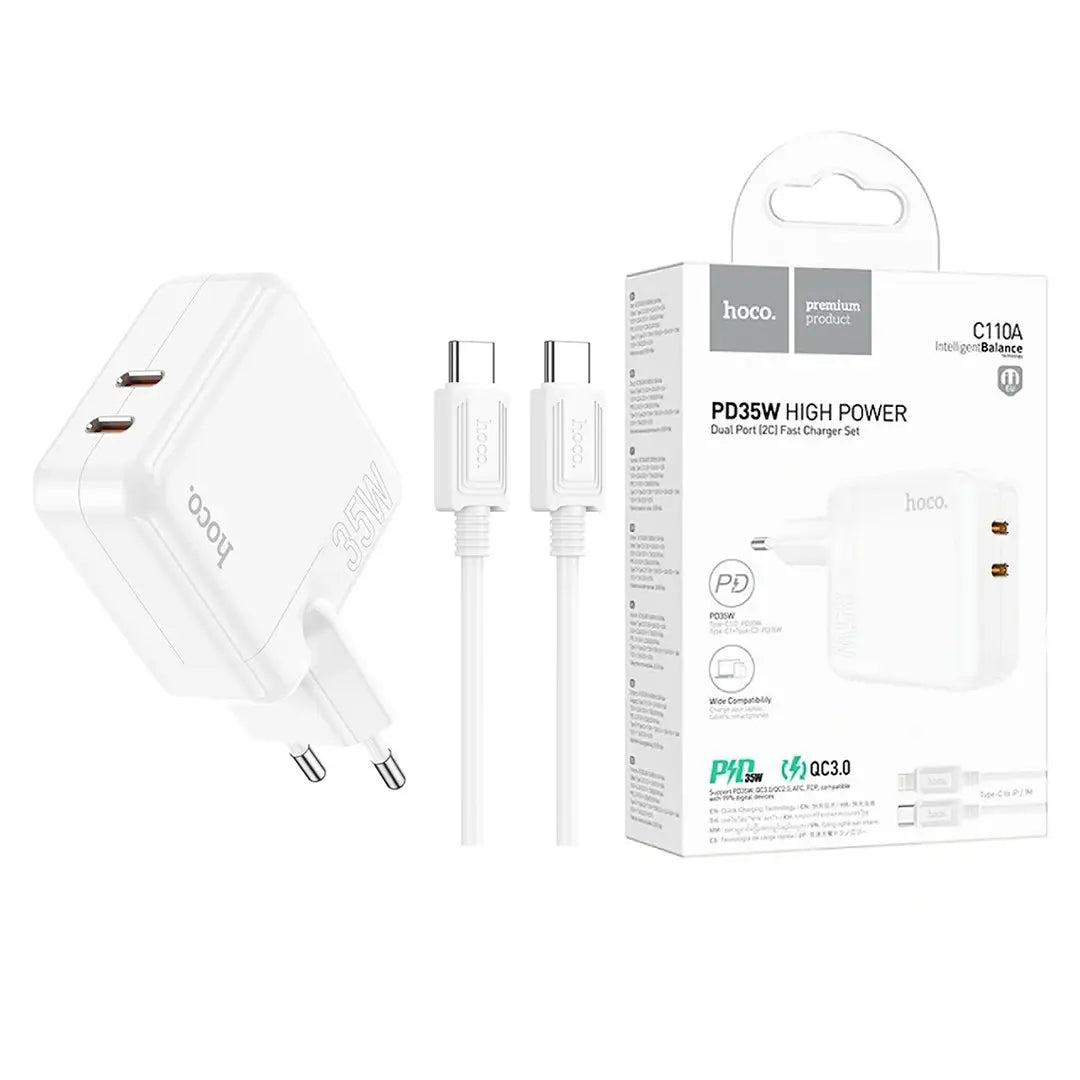 Cargador Hoco C110a 35w Carga Rapida + Cable Tipo C Blanco – imagen 4