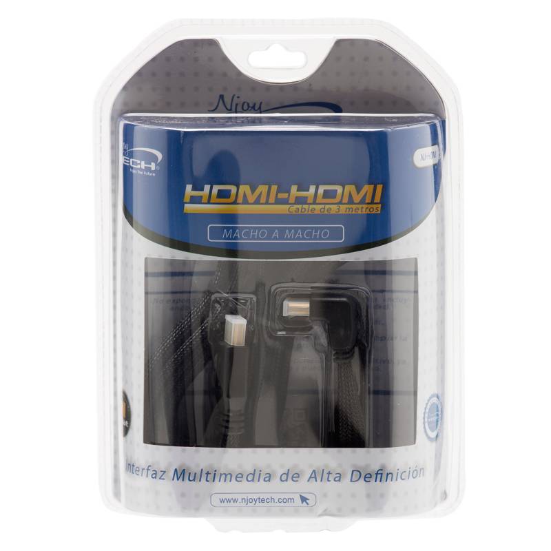 Cable Hdmi a Hdmi Flat 3 Metros Njoytech Negro – imagen 3