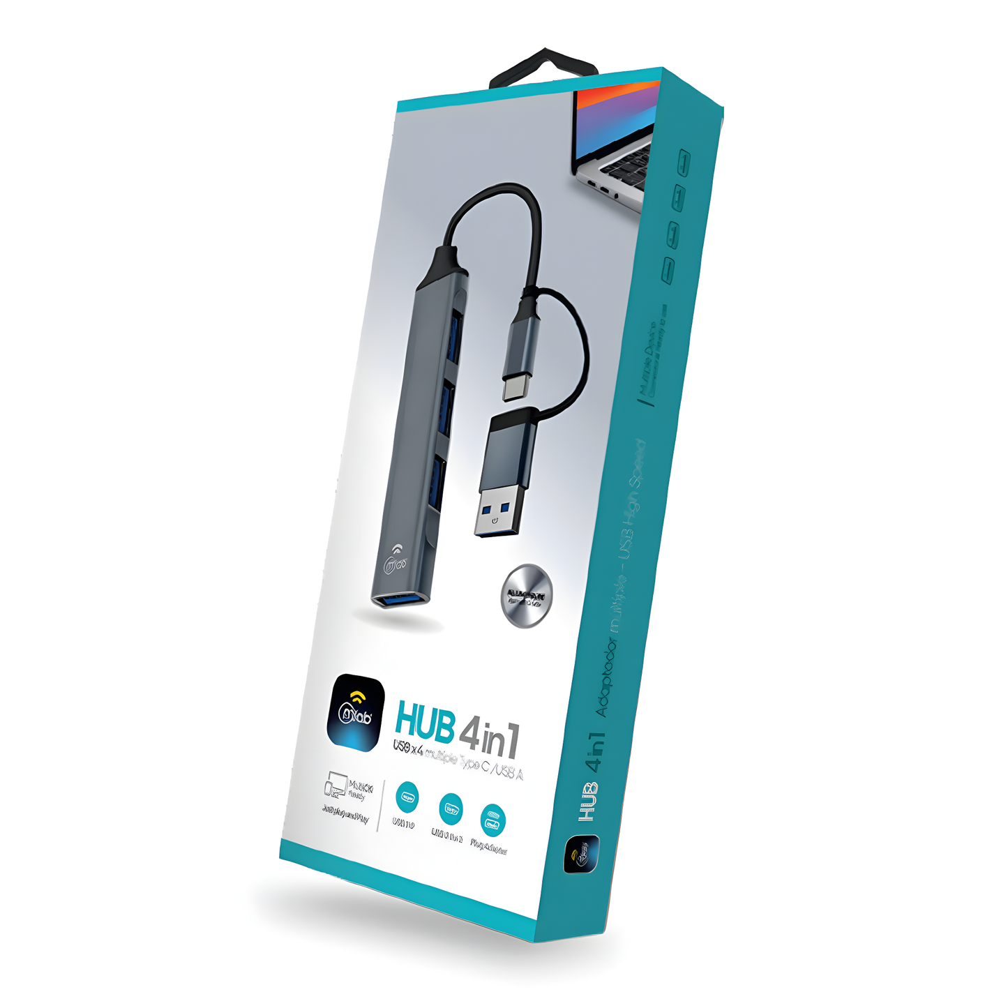 Adaptador Hub Mlab 10019 4 En 1 Usb x 4 Tipo C Gris
