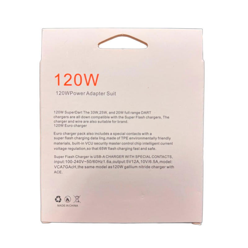 Cargador Carga Rapida Para Xiaomi 120w + Cable Tipo C Blanco – imagen 5