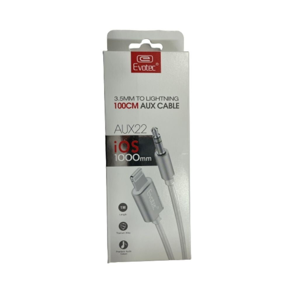 Cable Auxiliar Lightning a 3.5mm Evotec Blanco – imagen 2