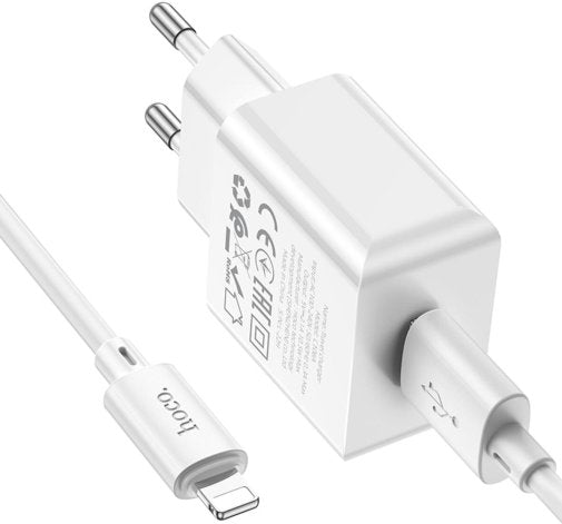 Cargador Hoco C106A 10.5w + Cable Para Lightning Blanco – imagen 3