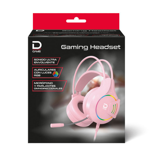 Audífonos Gamer Phafnir Datacom Rgb Pc Ps4 Xbox Rosado – imagen 2