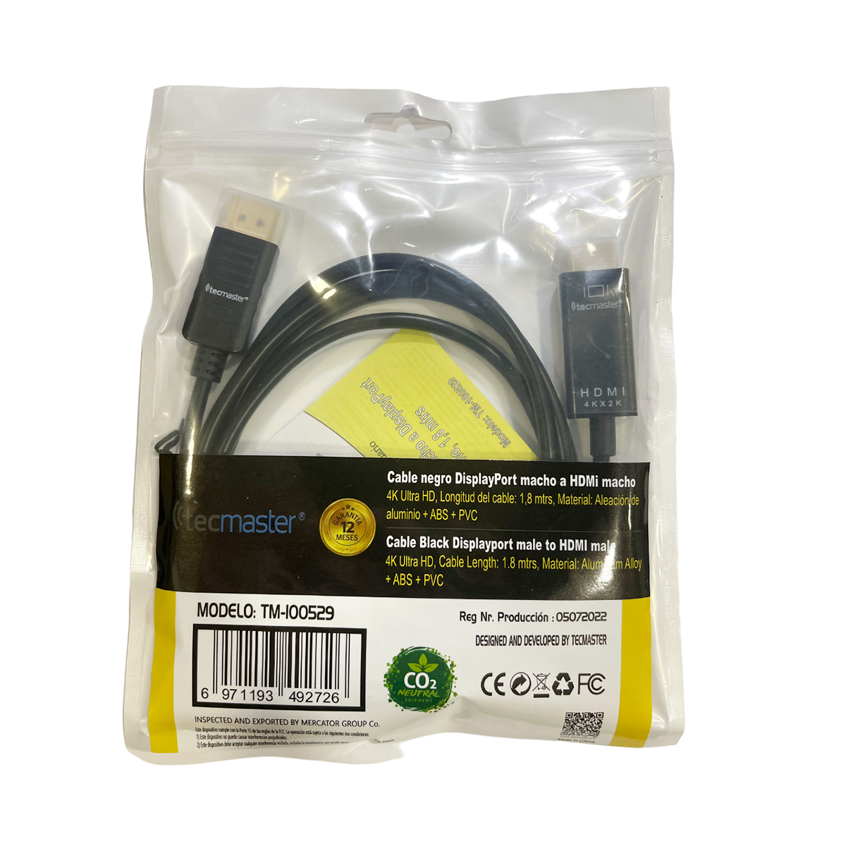 Adaptador Displayport a Hdmi Tecmaster Negro – imagen 3