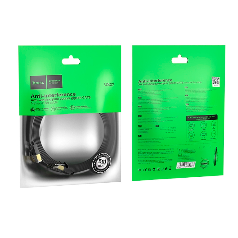 Cable De Red Rj45 Cat 6 Hoco Us07 5 Metro Negro – imagen 3
