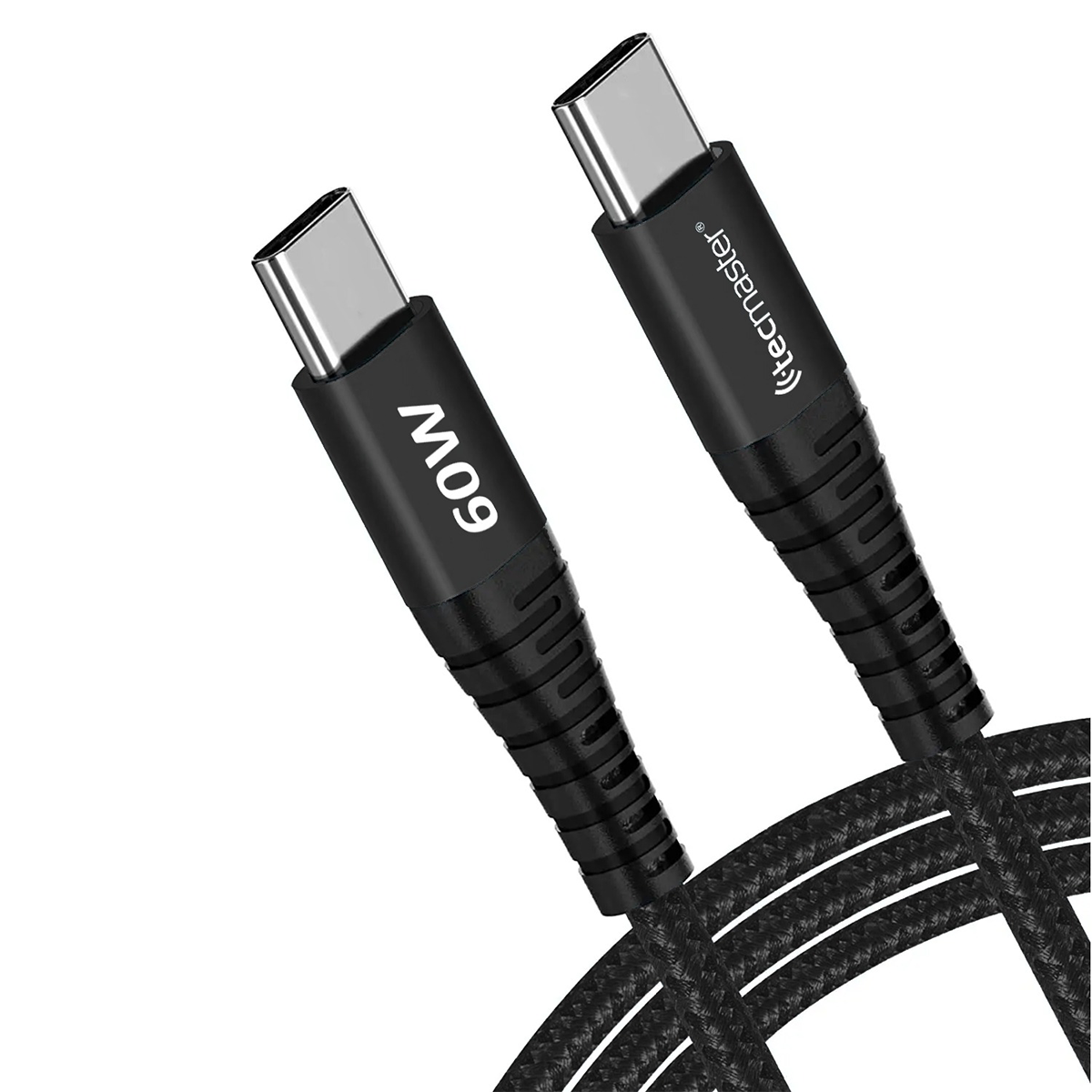 Cable Tecmaster Extension Tipo C a C 60w 2.5m Negro