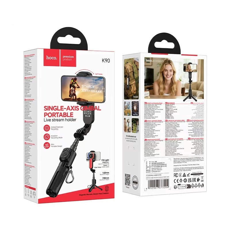 Baston Selfie Tripode Bluetooth Hoco K90 + Control Negro – imagen 3