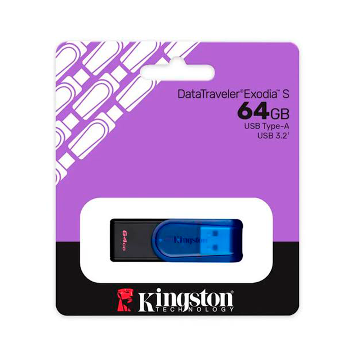 Pendrive Kingston DataTraveler Exodia S 64GB Negro Azul