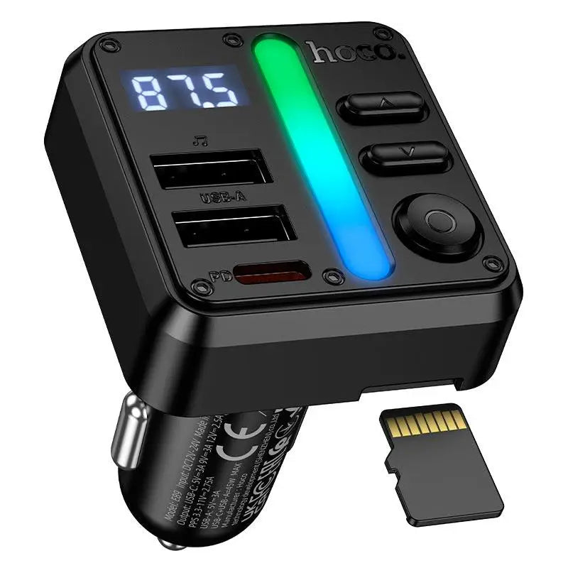 Cargador De Auto Transmisor Bluetooth Hoco E89 Rgb 45w Negro – imagen 3