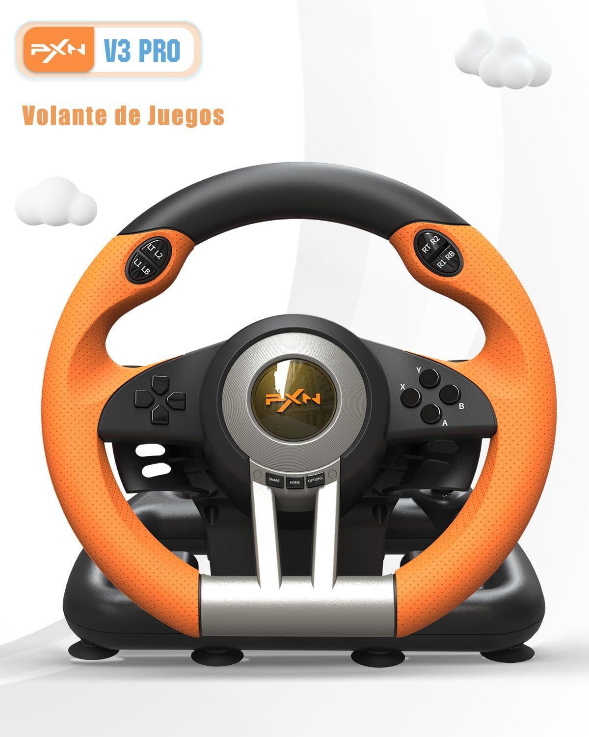Kit Volante Con Pedales Pxn V3 Pro Para Pc Ps4 Xbox Switch Naranjo – imagen 5