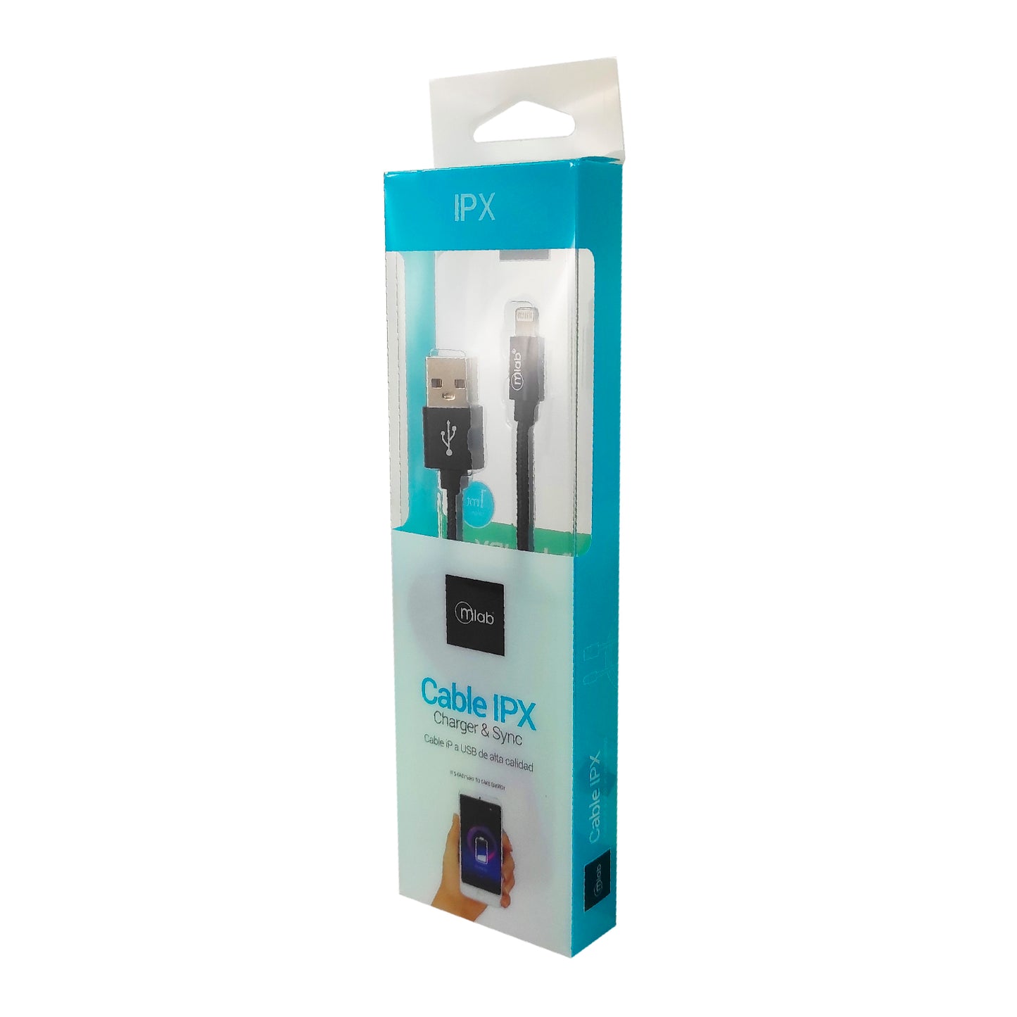 Cable Usb Lightning Microlab Negro – imagen 2