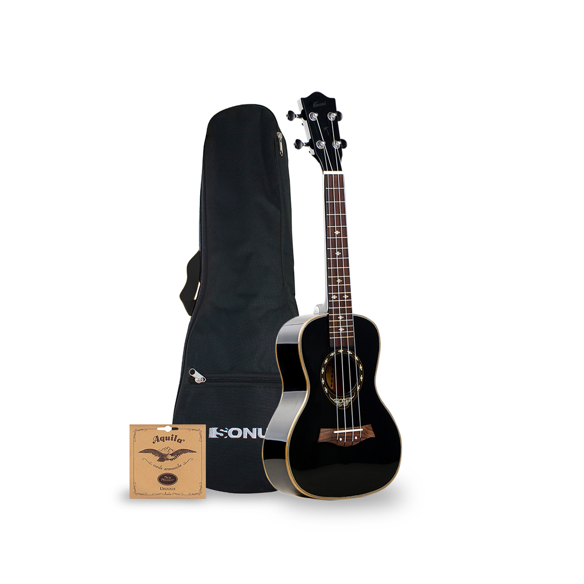 Ukelele Concierto Sonun 24 Con Funda Negro Mod 8418