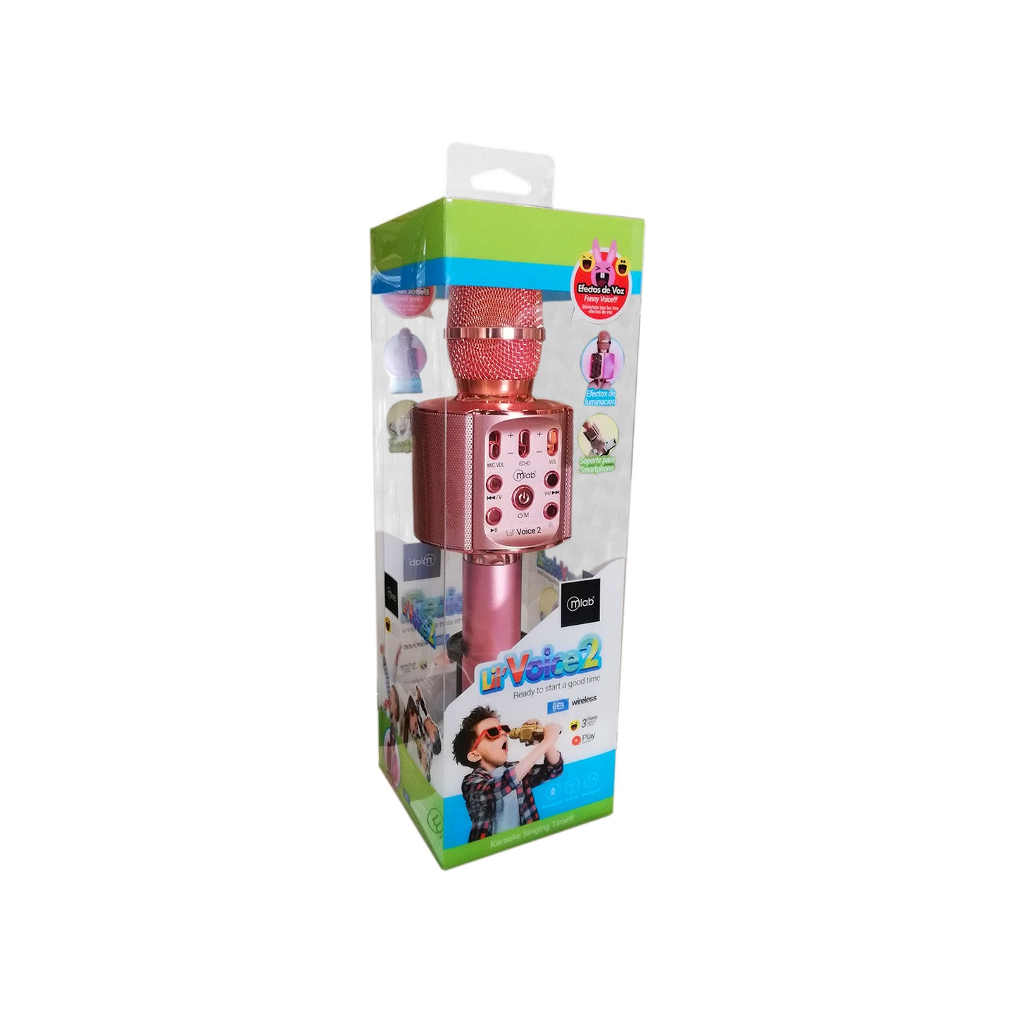 Micrófono Karaoke Microlab Bluetooth Lil Voice 2 Rosado – imagen 3