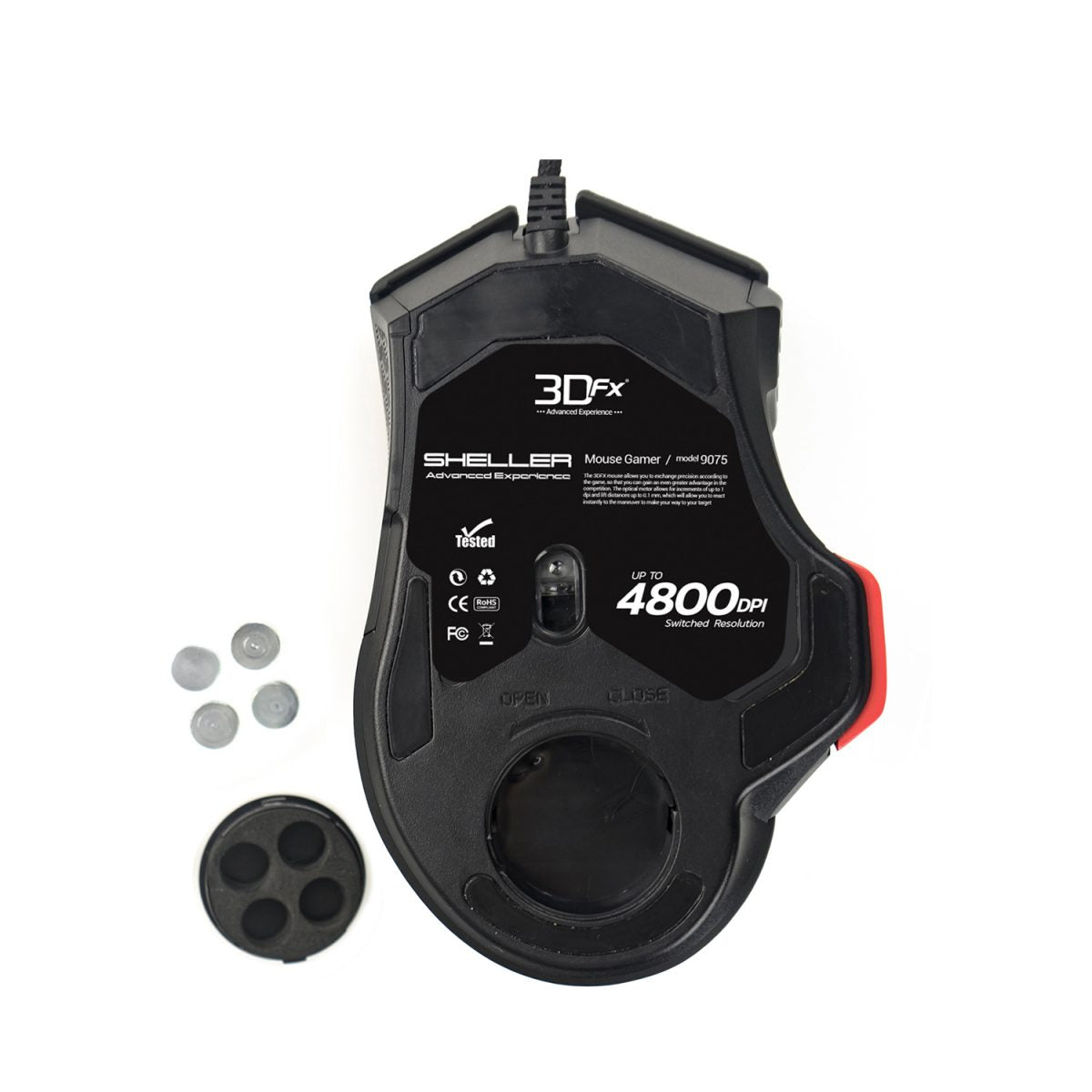 Mouse Gamer 3dfx Sheller 4800 Dpi Rgb Negro – imagen 4