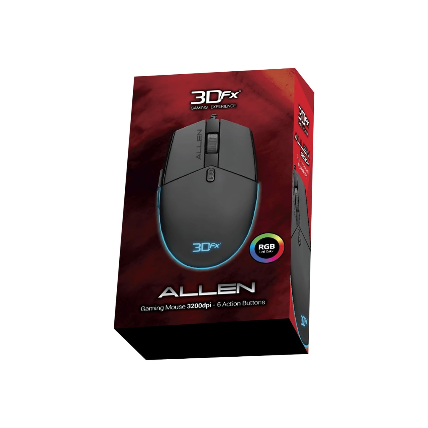 Mouse Gamer 3dfx Allen 3200 Dpi Rgb Negro – imagen 3