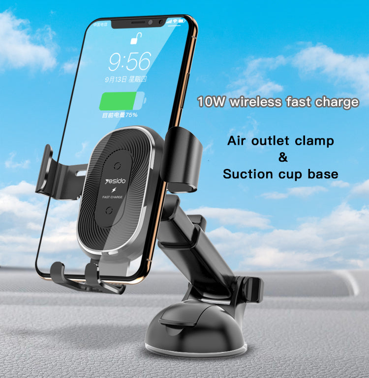 Soporte De Auto Para Celular Carga Inalambrica Yesido C76 Negro – imagen 4