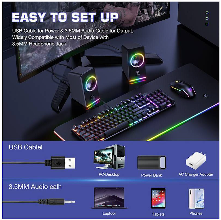 Parlantes Gamer Onikuma X6 Rgb 5w Negro – imagen 4
