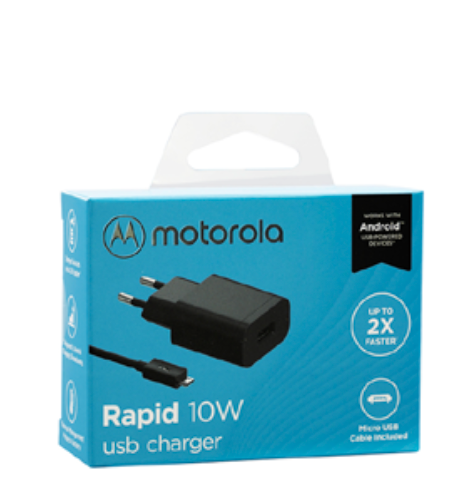 Cargador Motorola + Cable Micro Usb 10w Carga Rapida Negro – imagen 2