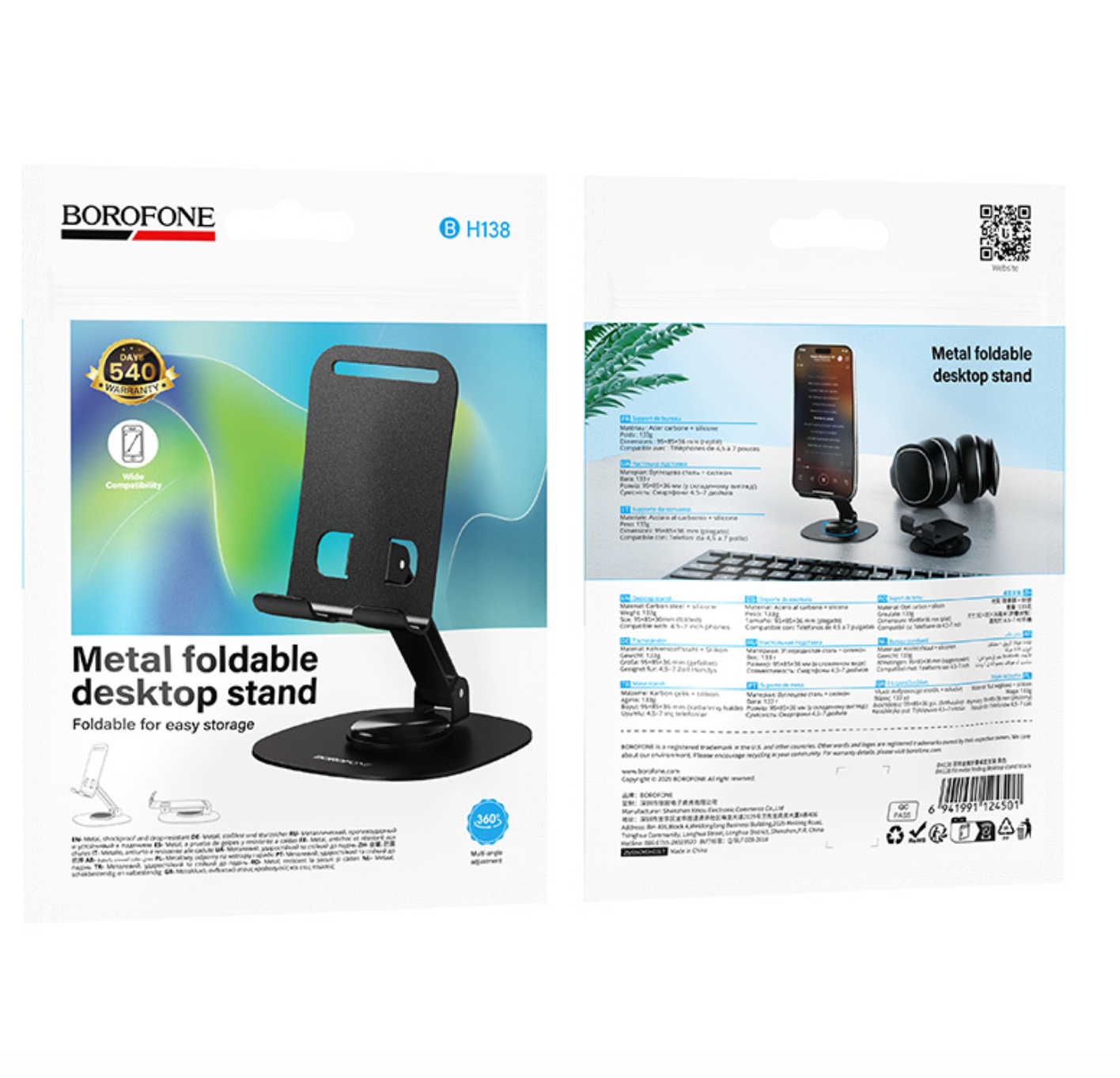 Soporte De Escritorio Para Smartphone Borofone Bh138 Negro – imagen 3