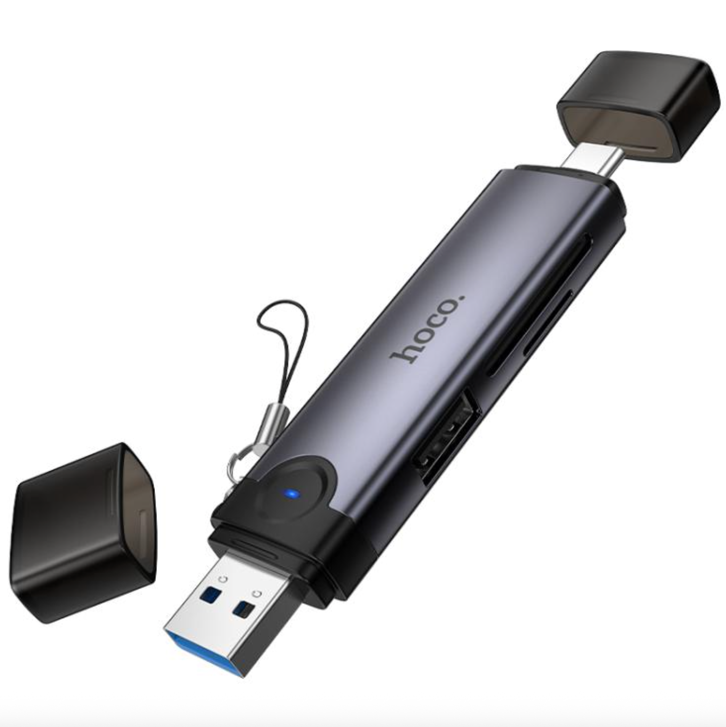 Lector De Tarjetas 3 en 1 Tipo C SD Micro Sd + Usb Hoco Hb56 Gris – imagen 4