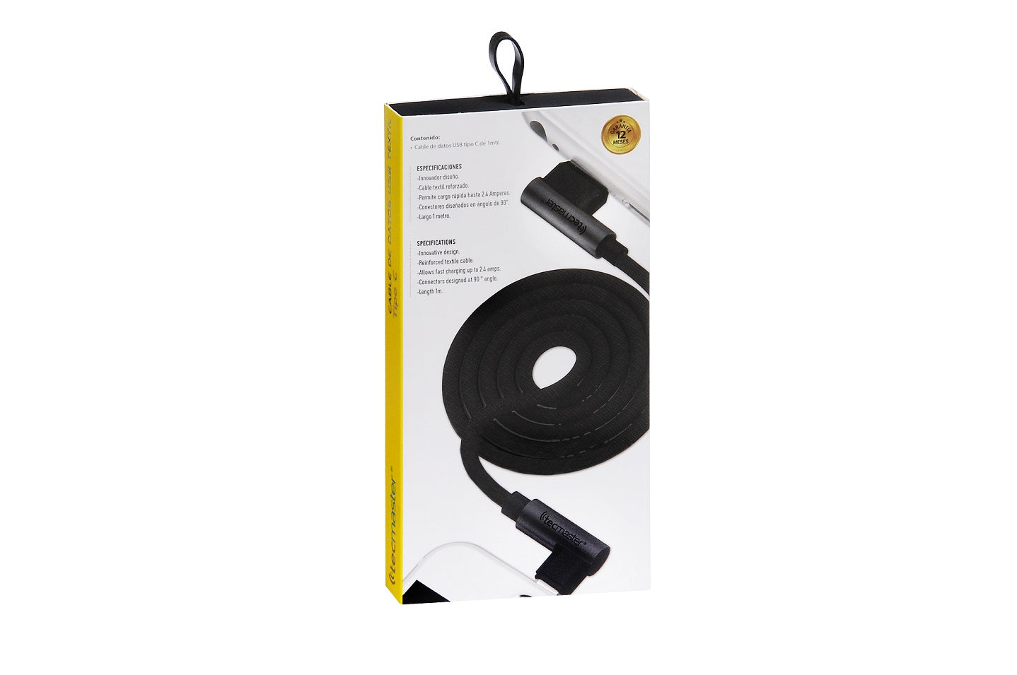 Cable Tipo C Reversible 90º Reforzado Tecmaster Negro – imagen 4