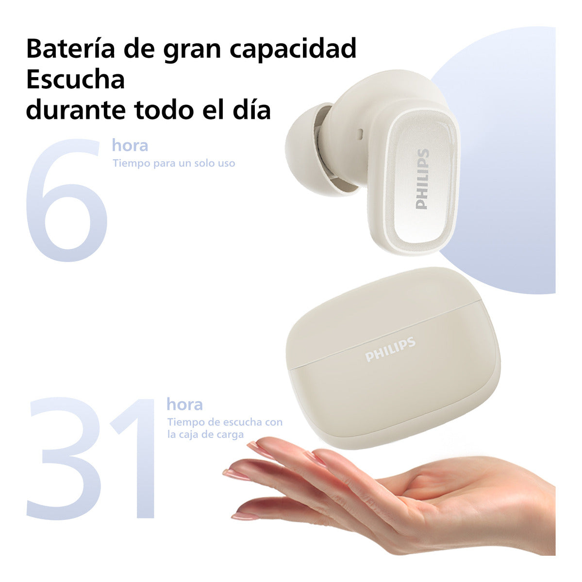 Audífonos In Ear Bluetooth Philips Tat2569 Con Microfono Blanco – imagen 4