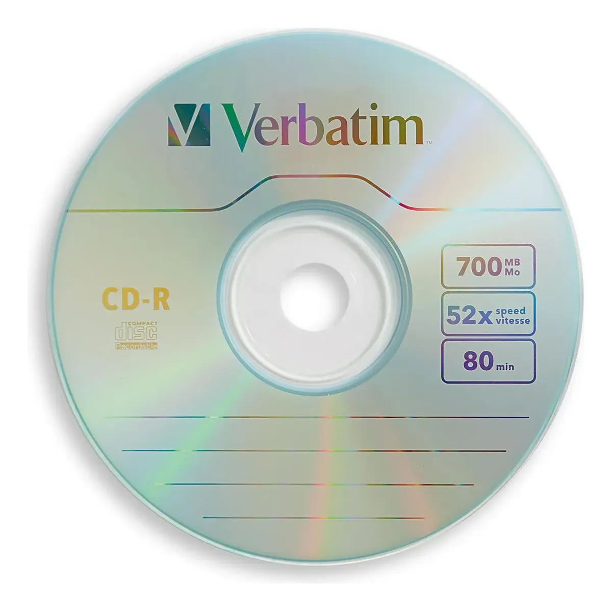 CD-R Verbatim 52x 700MB 80 min Pack 100 Unidades
