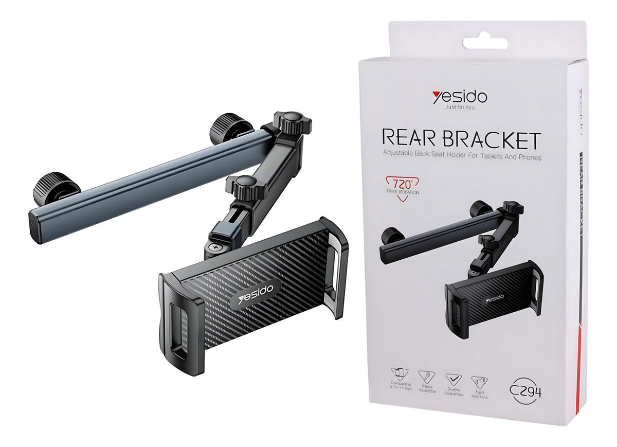 Soporte Respaldo Asiento Para Tablet Yesido C294 Con Brazos Plegables Negro – imagen 4