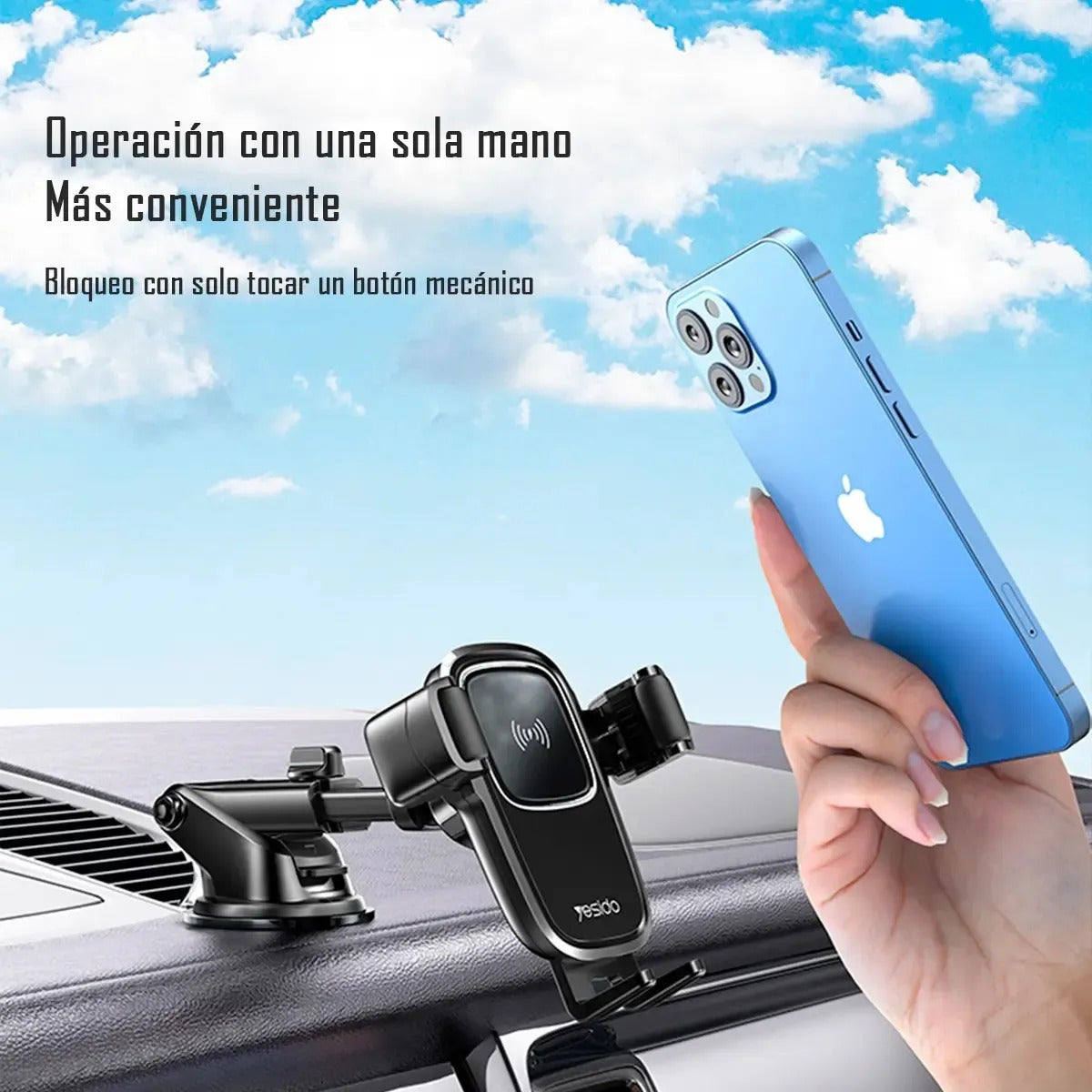 Soporte Holder Para Celular Carga Inalambrica 15w Yesido C187 Negro – imagen 3