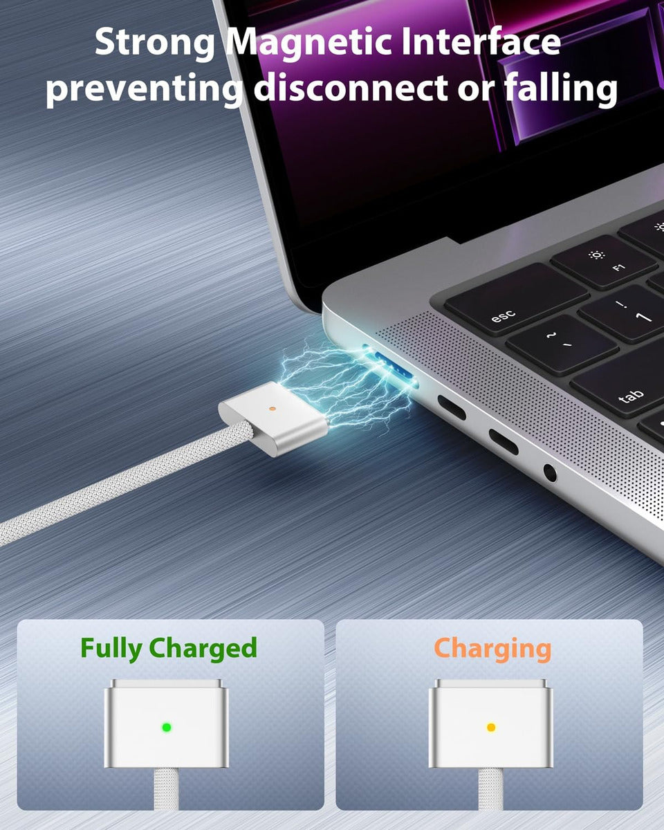 Cable Reforzado Trenzado Tipo C a Magsafe 3 140w Blanco – imagen 6