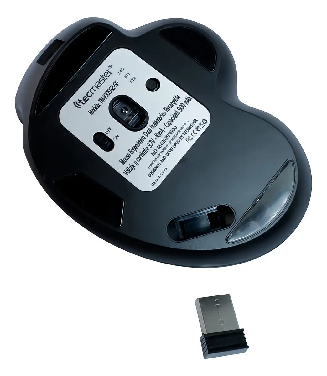Mouse Recargable Dual Bluetooth Tecmaster TM-100562 Negro