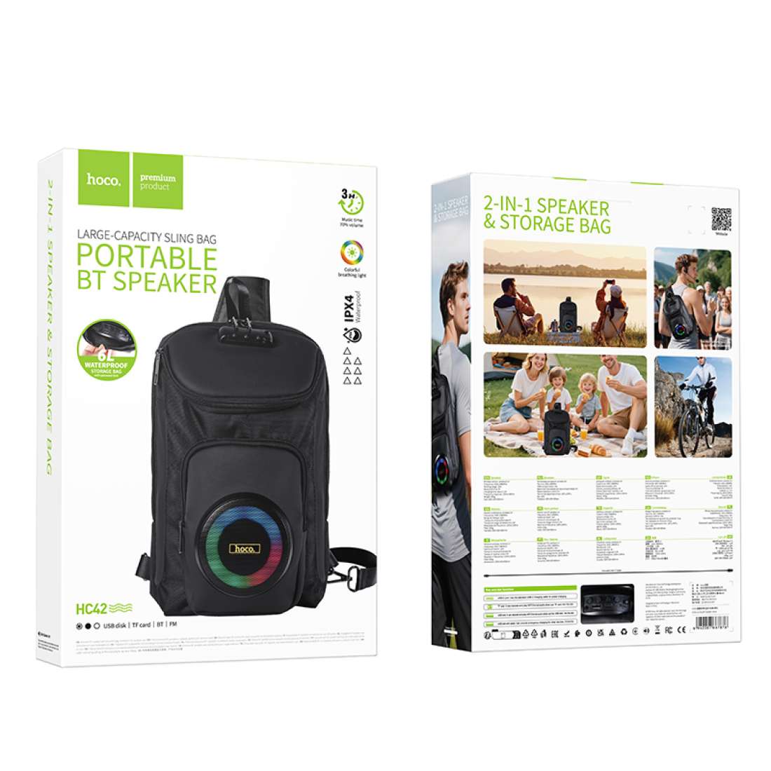 Parlante Bluetooth Hoco Hc42 Tf Usb Aux Tws 8w Negro – imagen 3