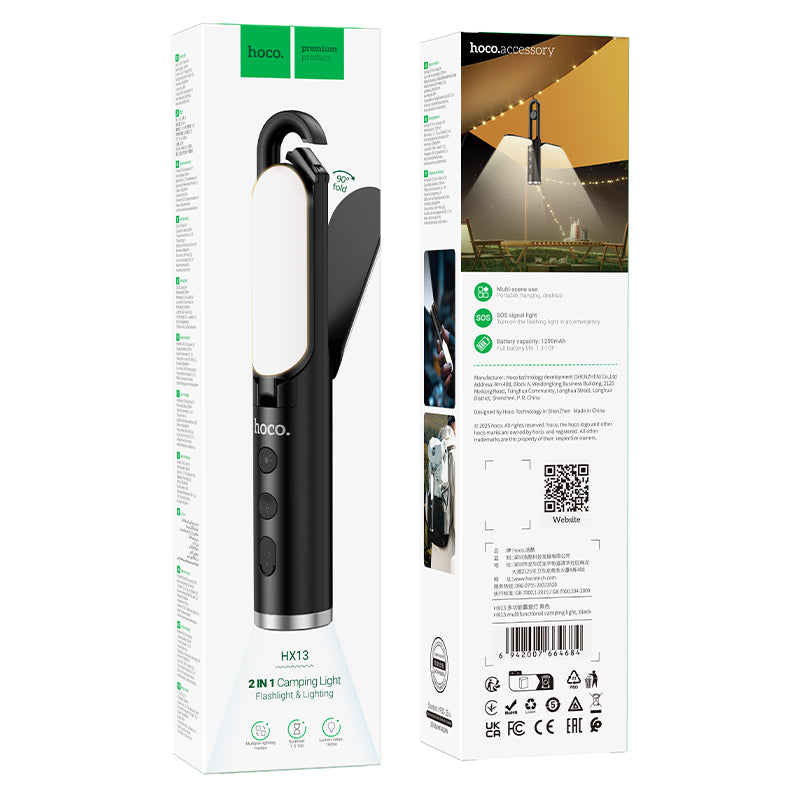 Lampara Linterna Recargable Colgante Hoco Hx13 Negro – imagen 4