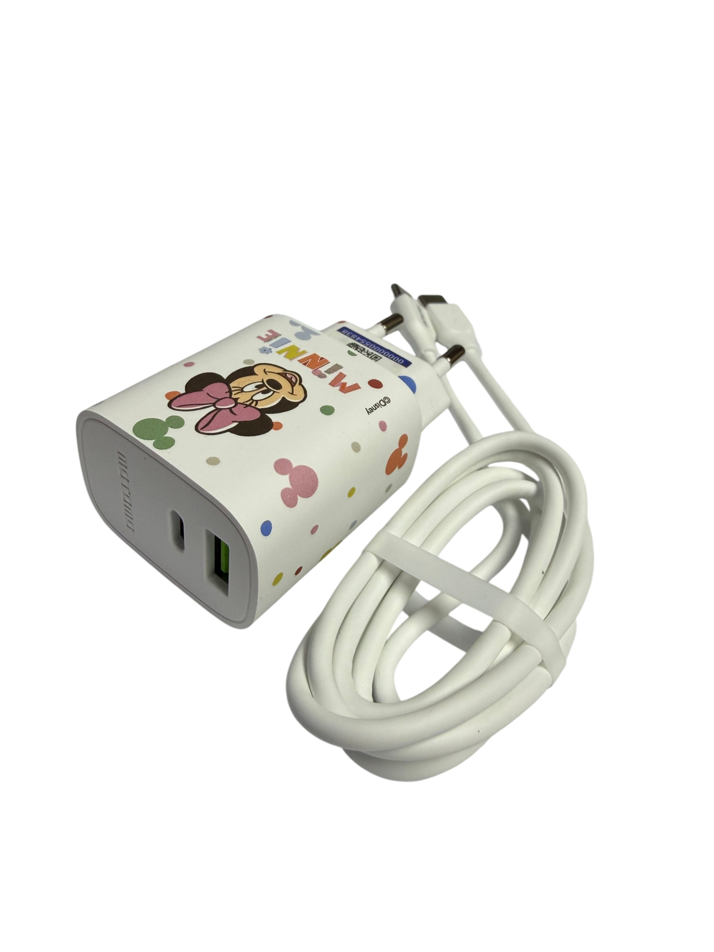 Cargador Rapido Disney 20w Dual Usb + Cable Tipo C Minnie Blanco – imagen 3