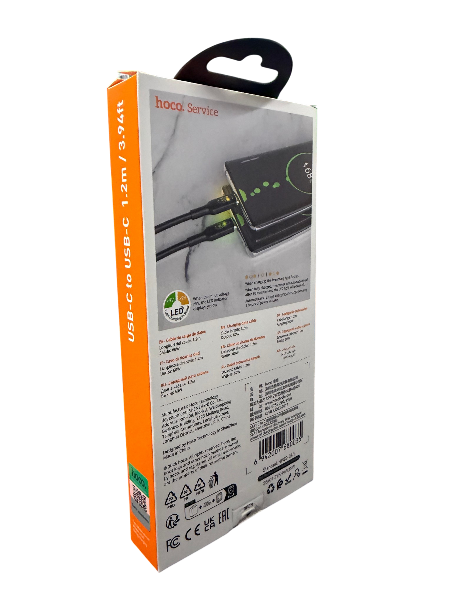 Cable Tipo C a Tipo C 60w Hoco Sea1 Negro – imagen 3