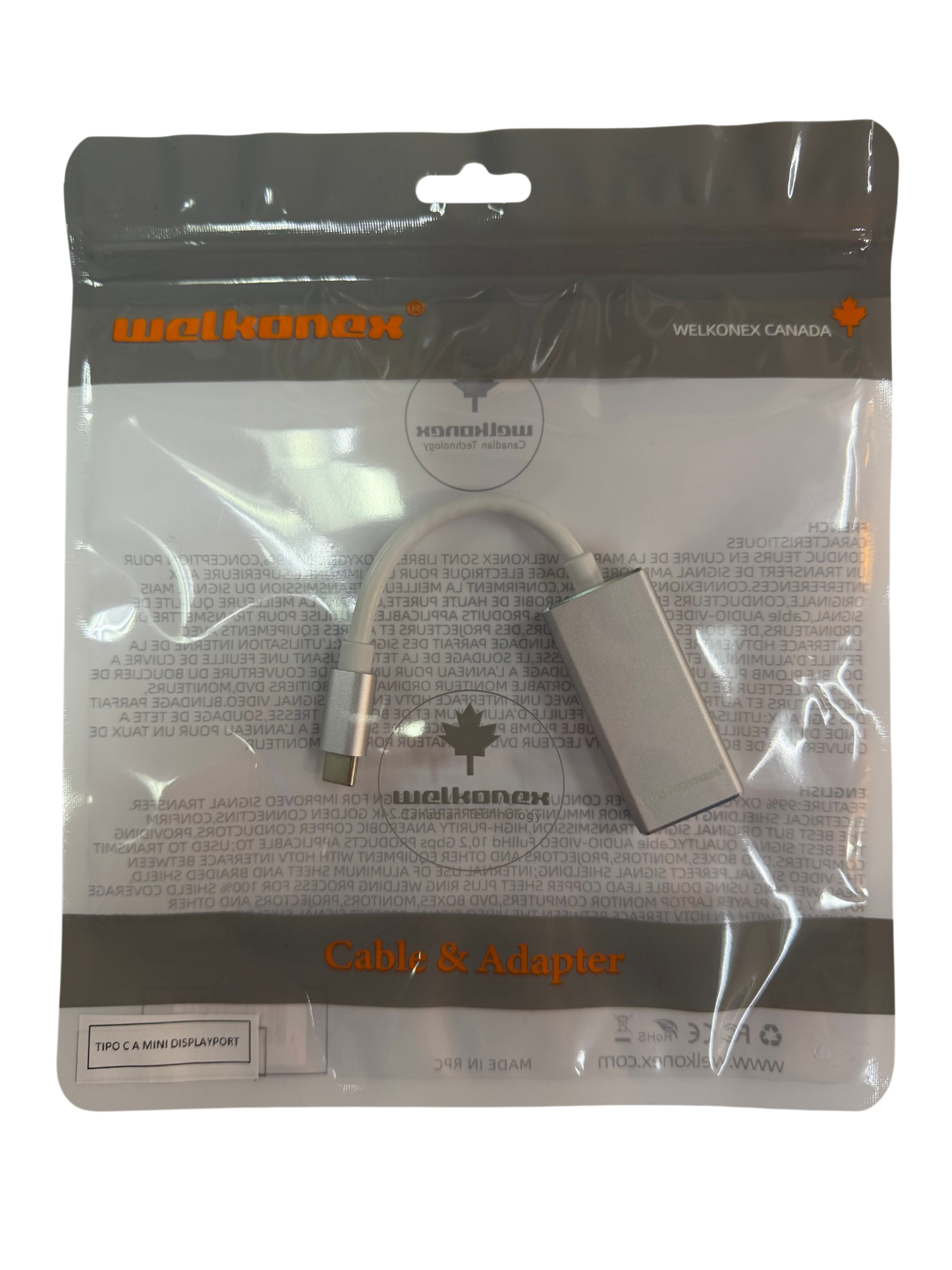 Adaptador Tipo C a Mini Displayport Welkonex Gris – imagen 4
