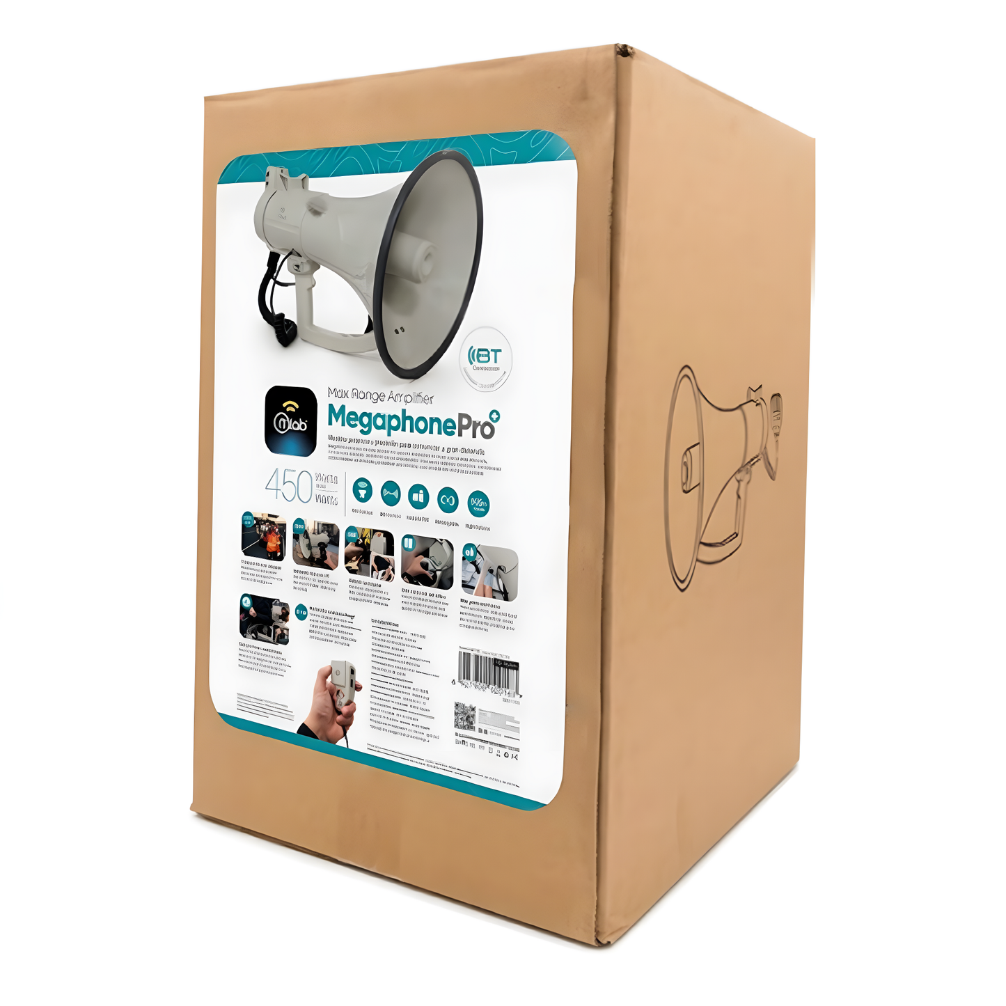 Megáfono Recargable 45w Sirena Graba Voz Recargable Blanco