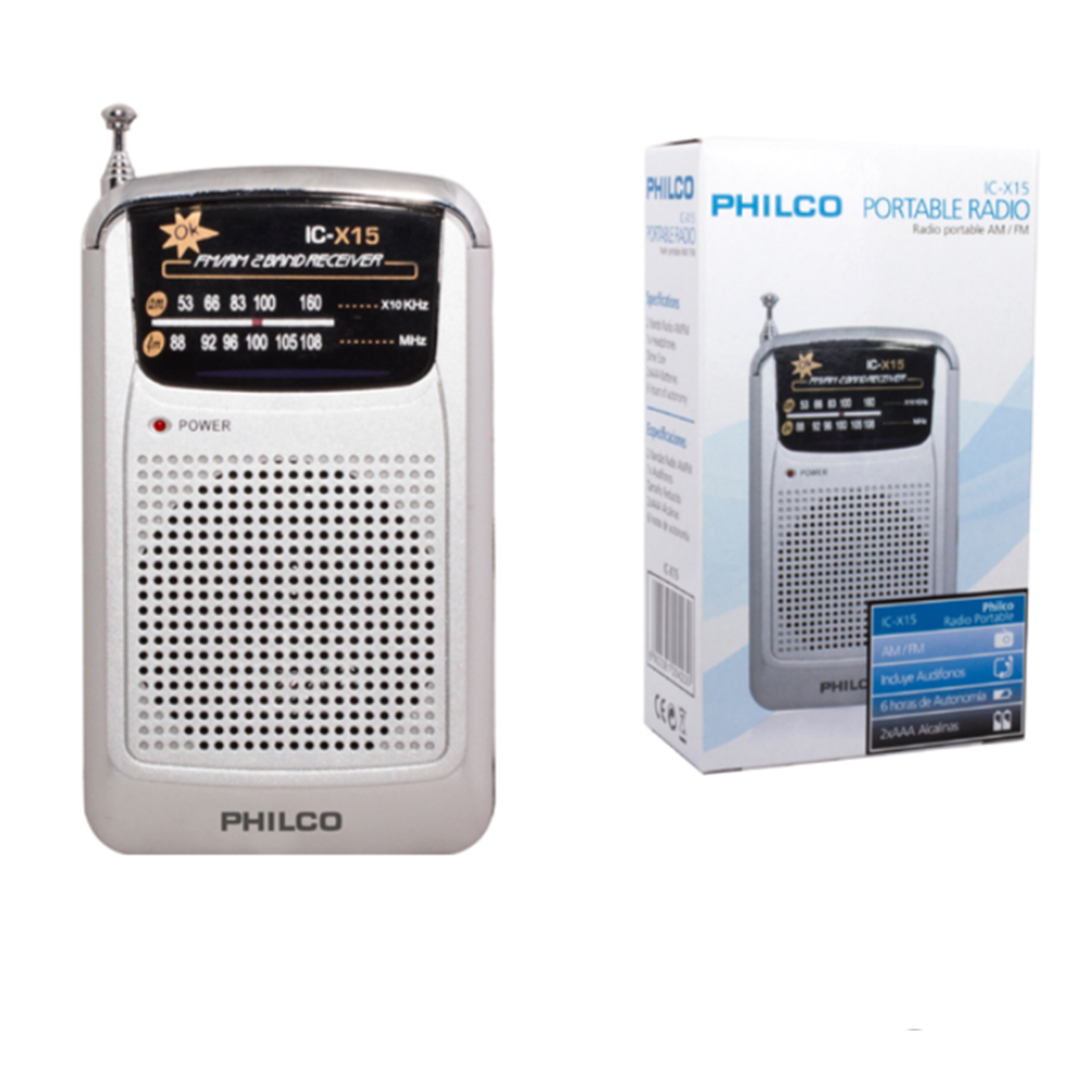 Radio Portatil De Bolsillo Philco Am Fm Icx-15 Gris