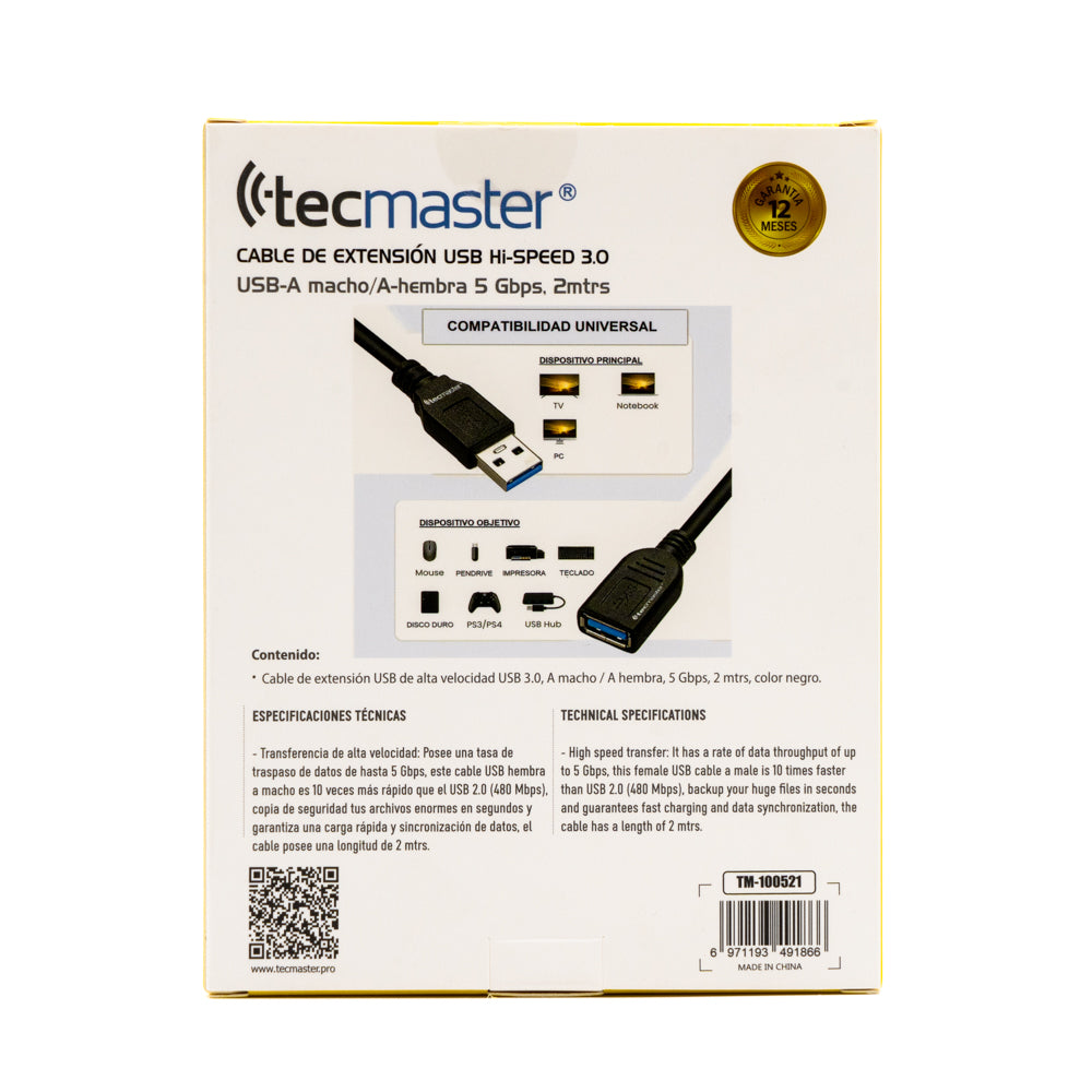 Cable Extensor Usb 3.0 Tecmaster 2 Metros Negro – imagen 5
