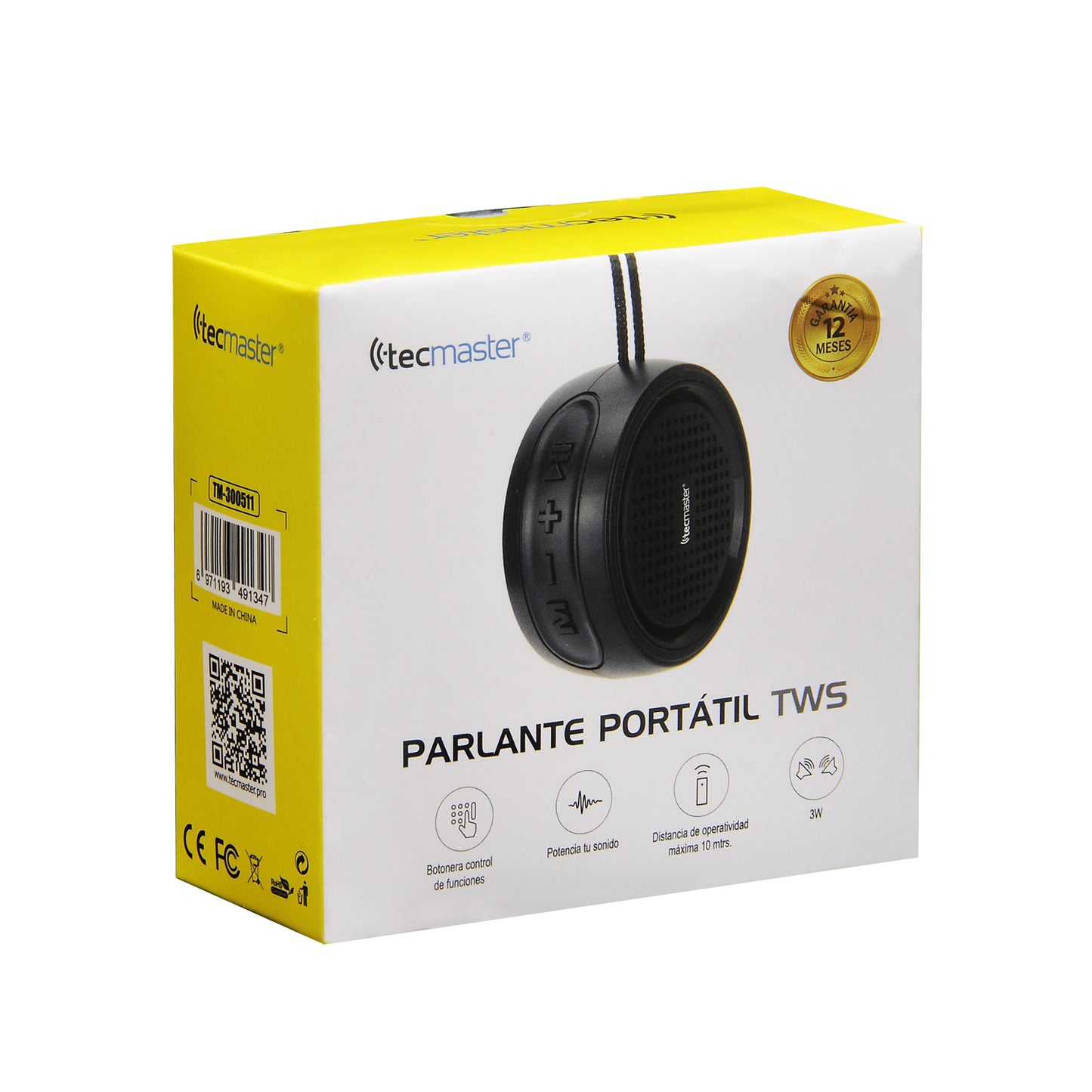 Parlante Portátil Bluetooth Tecmaster 3w Negro – imagen 2
