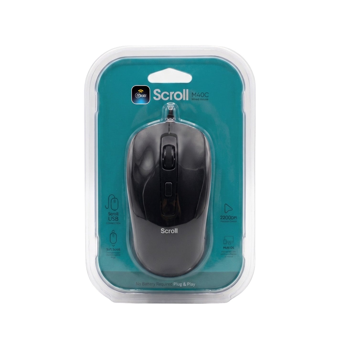 Mouse Usb 1600 Dpi Scroll M40c Mod 9726 Negro – imagen 2