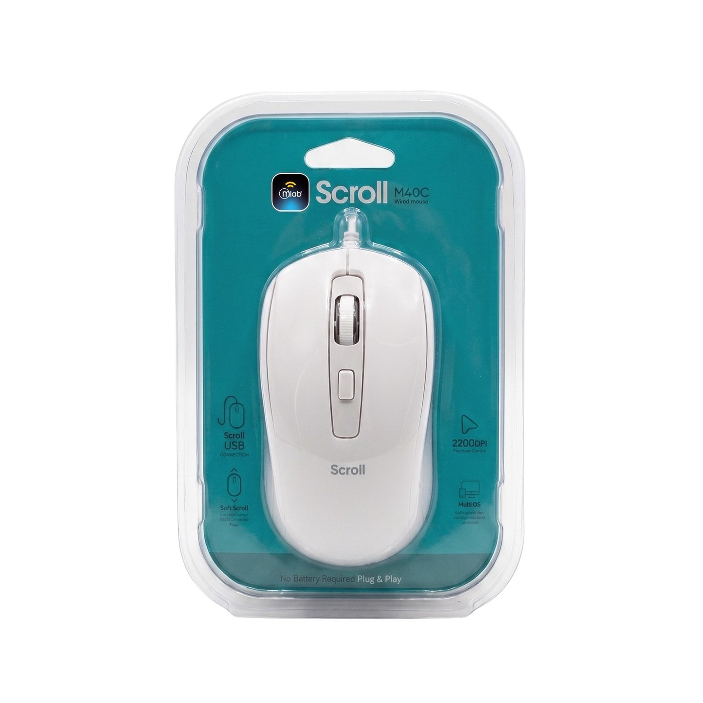 Mouse Usb 1600 Dpi Scroll M40c Mod 9727 Blanco – imagen 2